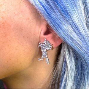 Glitter Holigram Unicorn pierced Earrings NWT
